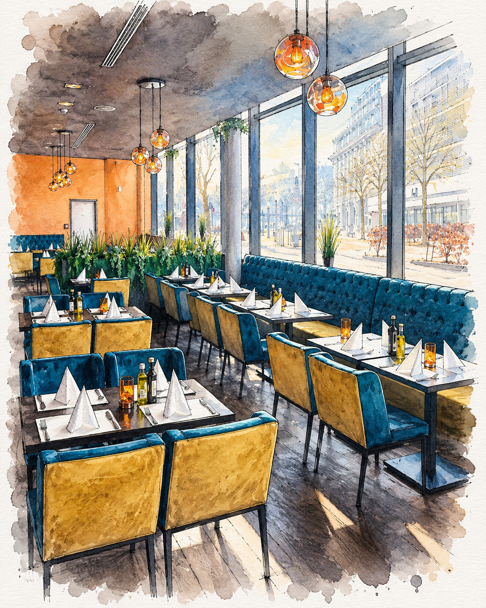 Tusche-Aquarell-Illustration zu Poseidon Chemnitz in Chemnitz