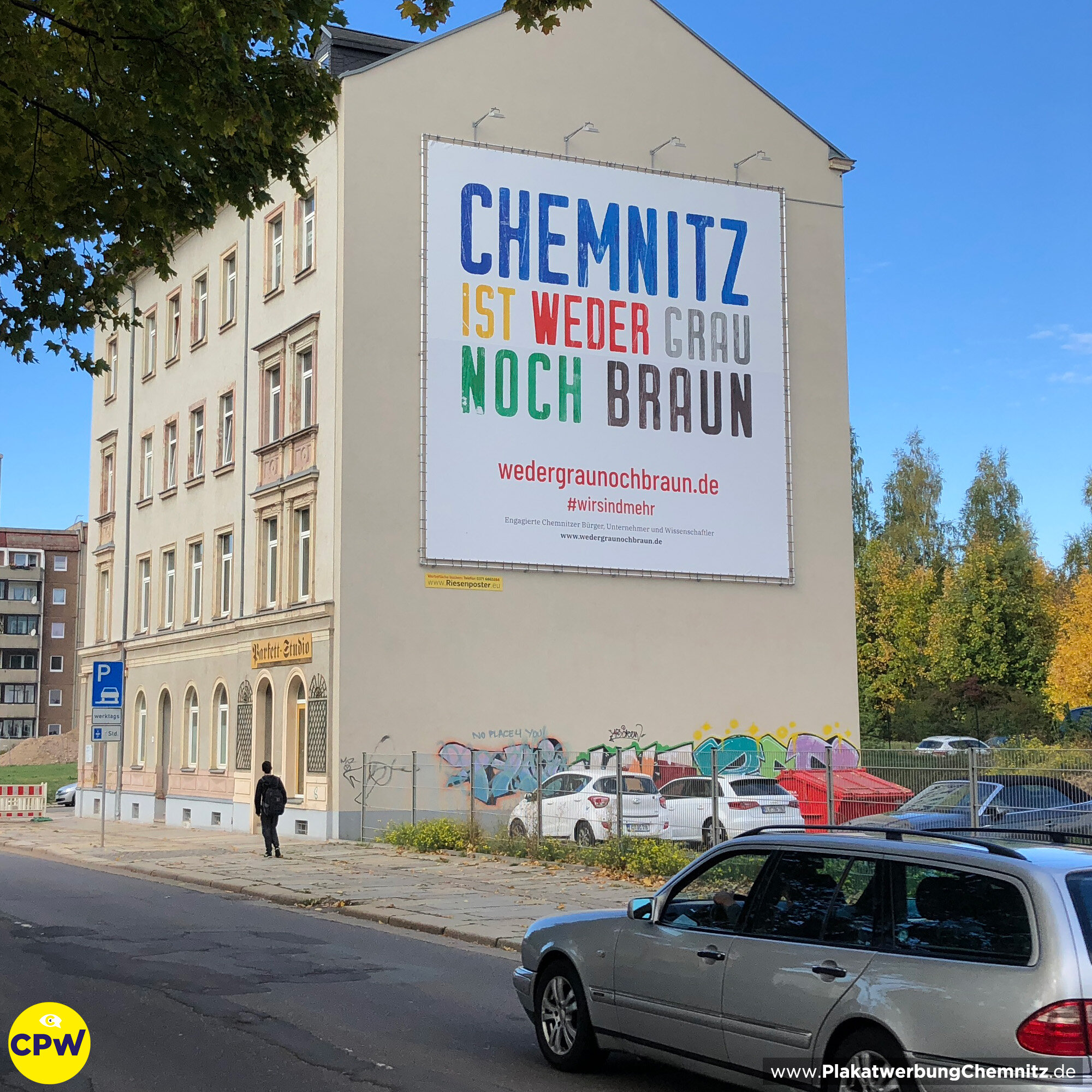 CPW Plakatwerbung Chemnitz - Werbefläche AUGUSTE 81m² - Chemnitz ist weder grau noch braun