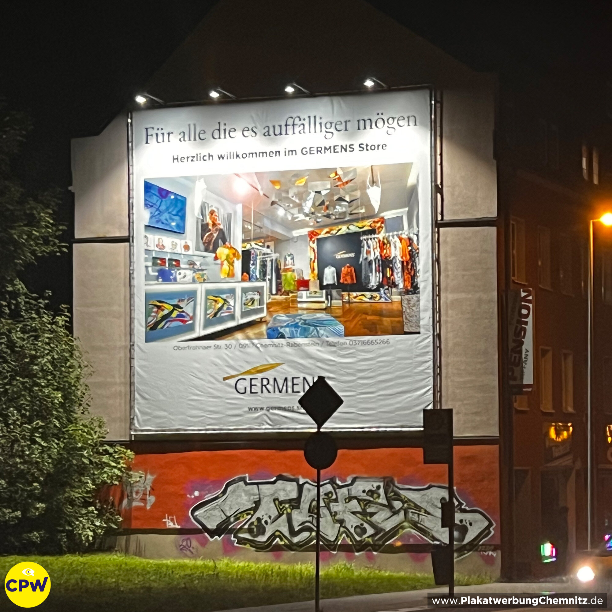 CPW Plakatwerbung Chemnitz - Werbefläche CLAUSI 64m² - GERMENS Store