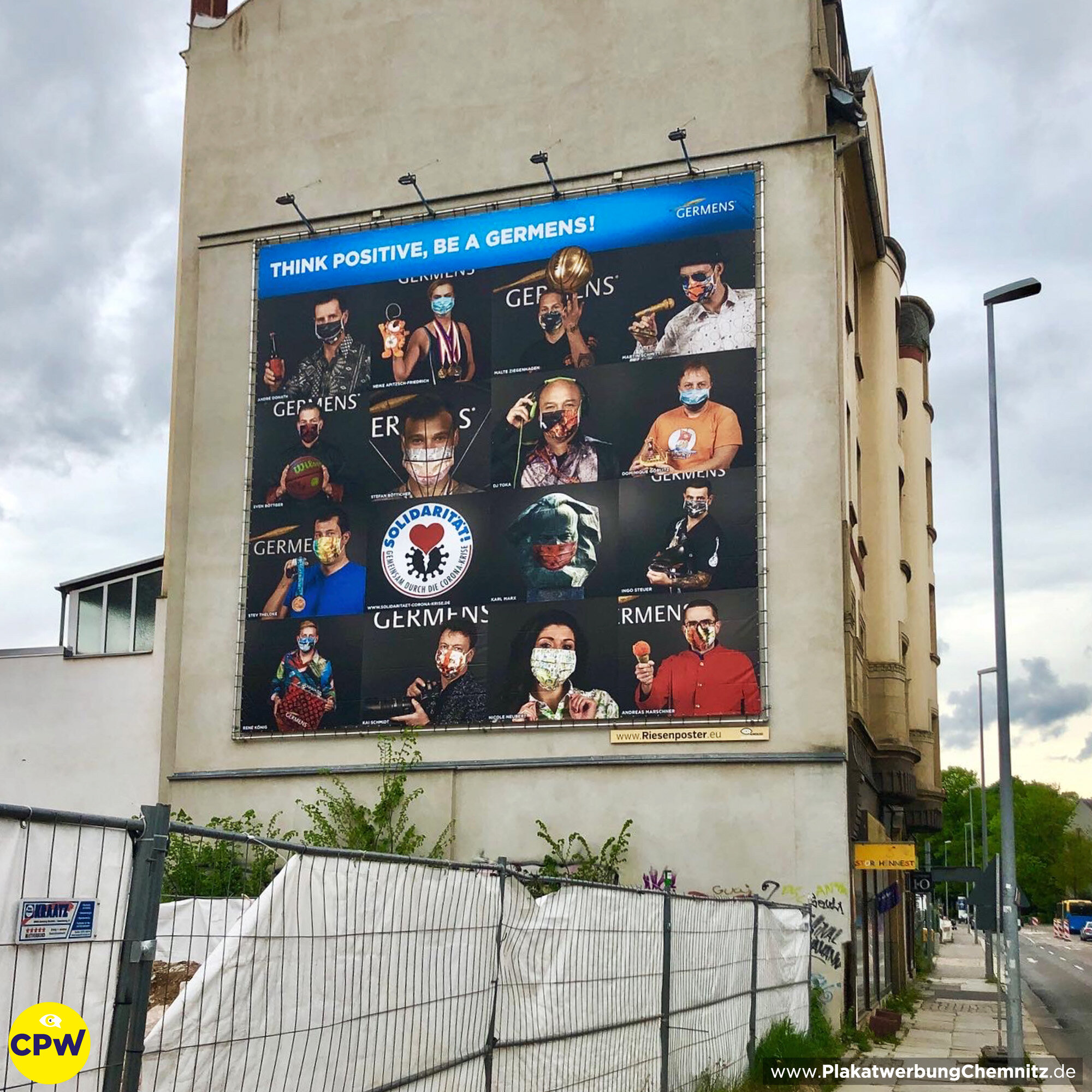 CPW Plakatwerbung Chemnitz - Werbefläche HARTI 81m² - GERMENS Masken
