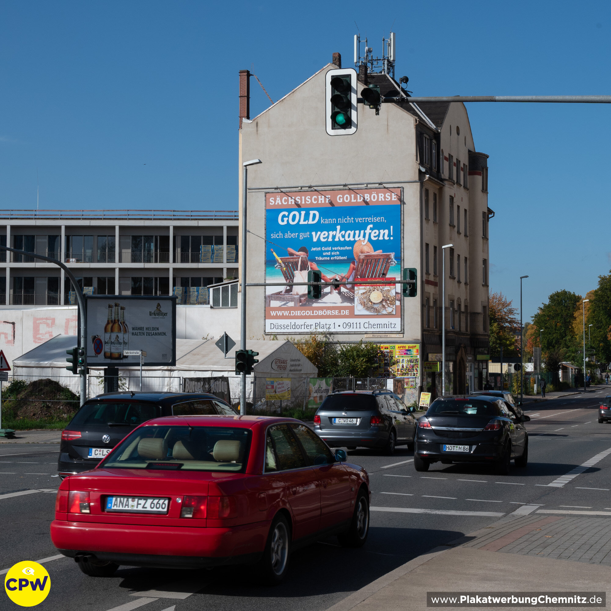 CPW Plakatwerbung Chemnitz - Werbefläche HARTI 81m² - Sächsische Goldbörse