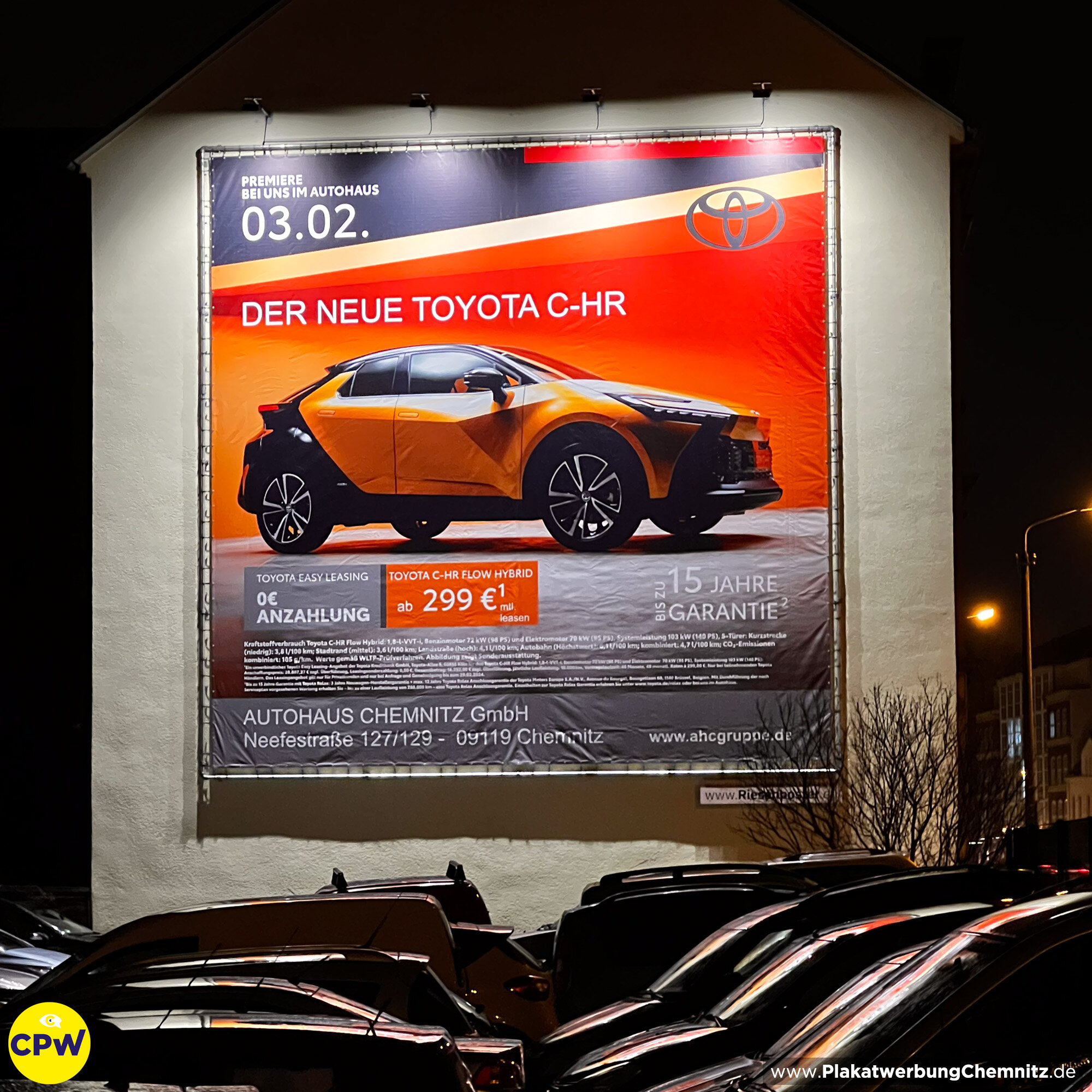 CPW Plakatwerbung Chemnitz - Werbefläche ZWICKE 64 m² - TOYOTA Autohaus AHC Gruppe Chemnitz