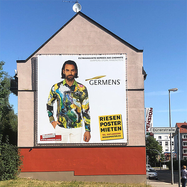PWC Plakatwerbung Chemnitz - Riesenposter von GERMENS ARTFASHION mit dem Motiv Hemden