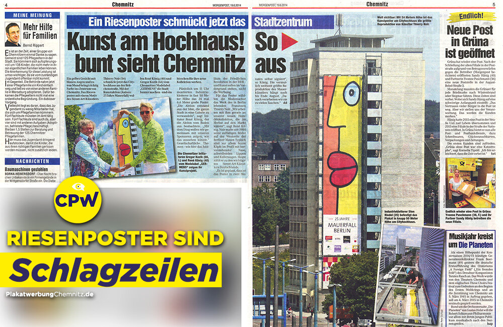 Plakatwerbung Chemnitz - Riesenposter sind Schlagzeilen