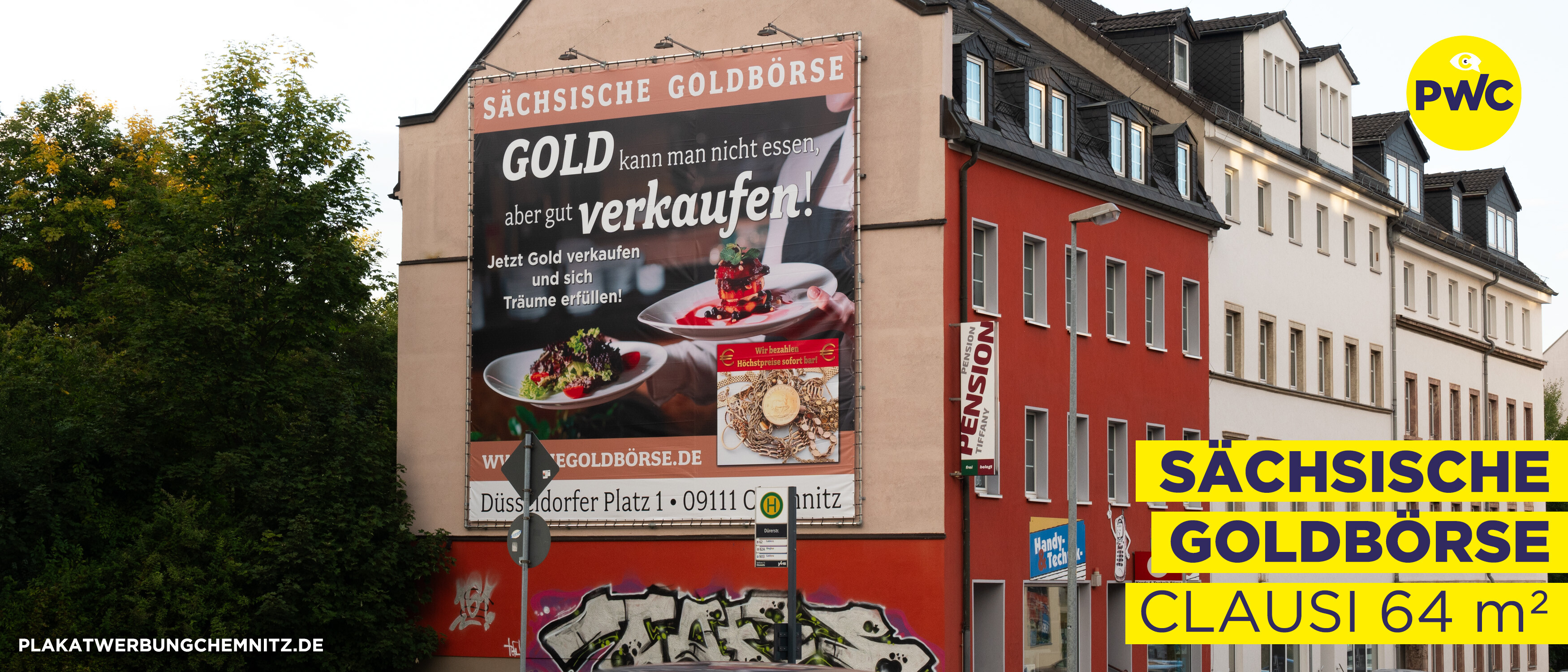 Plakatwerbung Chemnitz SÄCHSISCHE GOLDBÖRSE Aussenwerbung CLAUSI 09-2022