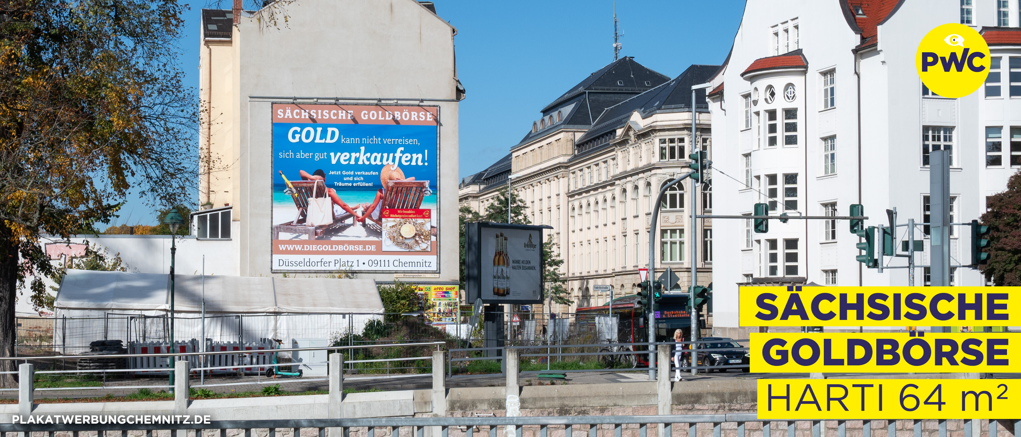 Plakatwerbung Chemnitz SÄCHSISCHE GOLDBÖRSE Aussenwerbung HARTI 10-2022