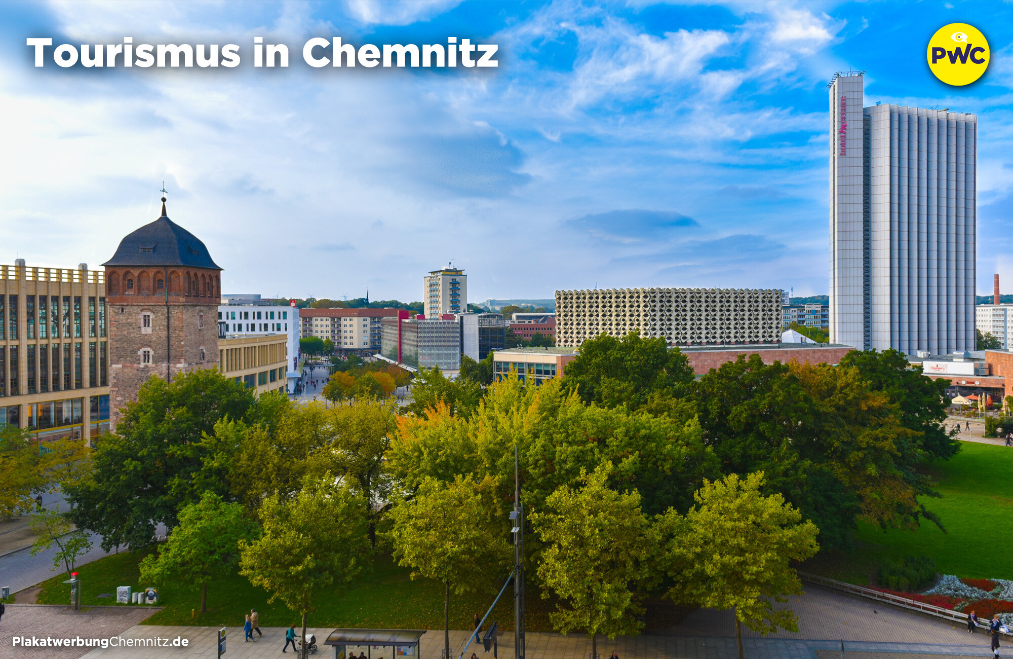Tourismus Chemnitz - Blick auf die Innenstadt - PWC Plakatwerbung Chemnitz