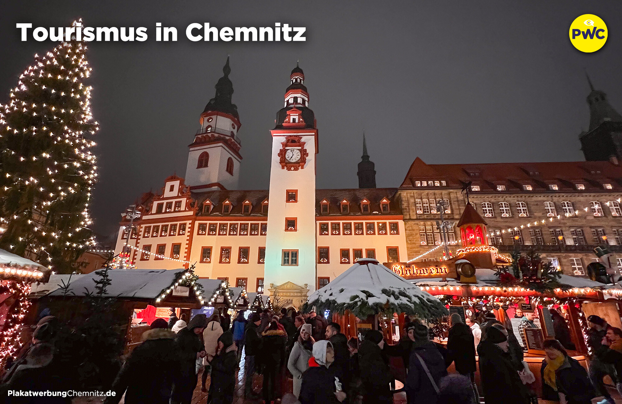 Tourismus Chemnitz - Weihnachtsmarkt und Altes Rathaus - PWC Plakatwerbung Chemnitz