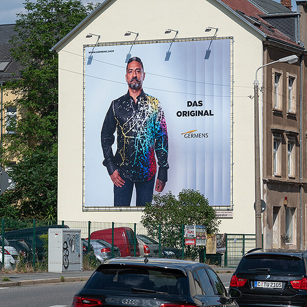 PWC Plakatwerbung Chemnitz - Riesenposter von GERMENS artfashion - Außenwerbung Standort ZWICKE