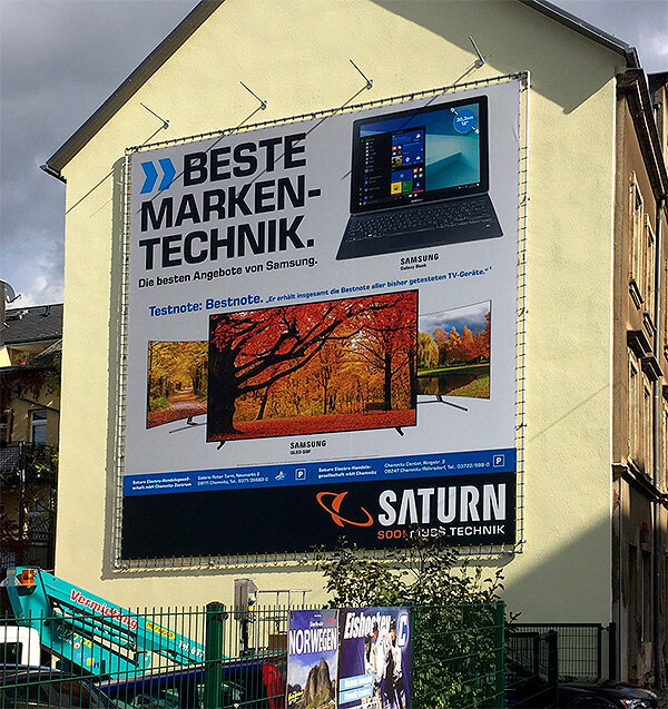 PWC Plakatwerbung Chemnitz - Riesenposter von SATURN Chemnitz - Außenwerbung Standort ZWICKE