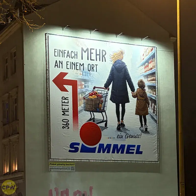 Edeka Simmel - Riesenposter am 81 qm großen Außenwerbestandort AUGUSTE in Chemnitz