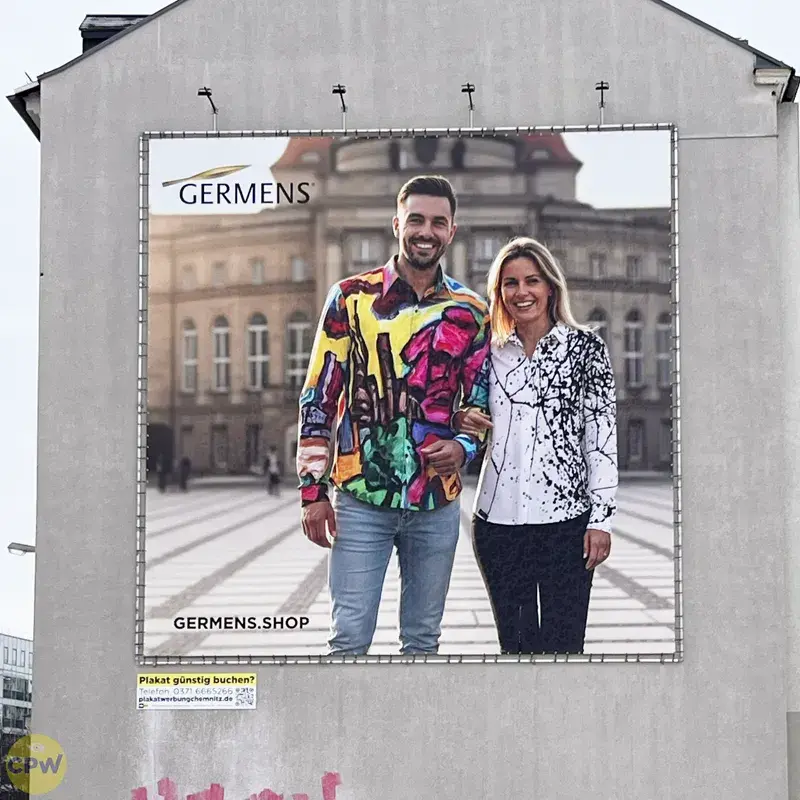 GERMENS artfashion - Riesenposter am 81 qm großen Außenwerbestandort AUGUSTE in Chemnitz