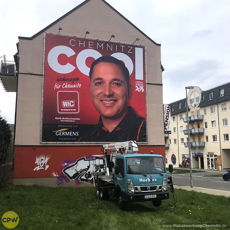 Kampagne Chemnitz Cool - WIC - Riesenposter am 64 qm großen Außenwerbestandort CLAUSI in Chemnitz