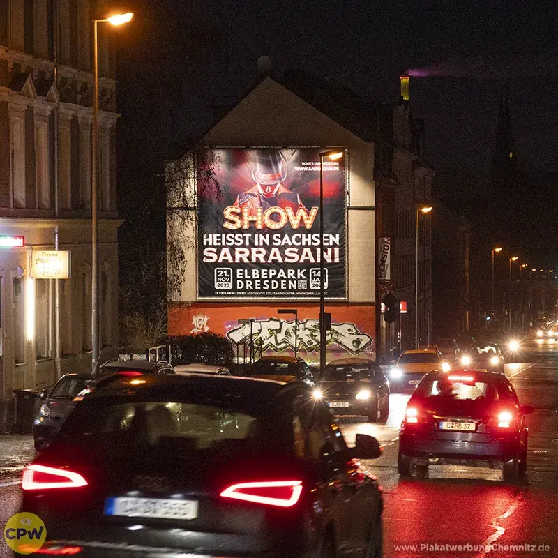 Sarrasani Dresden - Riesenposter am 64 qm großen Außenwerbestandort CLAUSI in Chemnitz