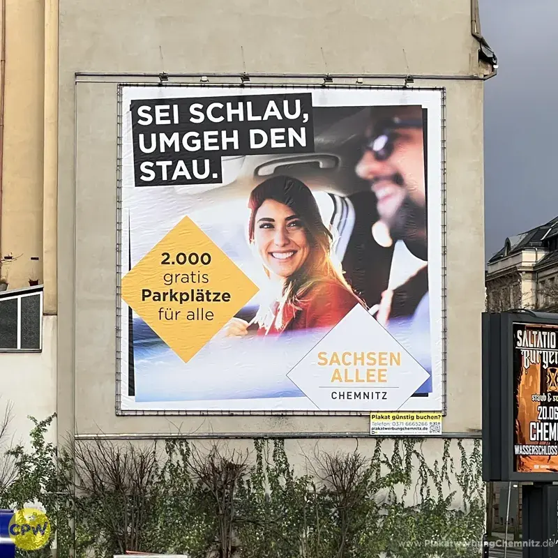 Sachsen-Allee - Riesenposter am 81 qm großen Außenwerbestandort HARTI in Chemnitz