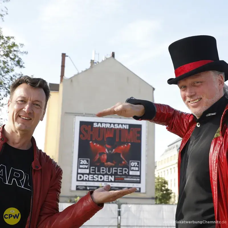 SARRASANI Dresden - Riesenposter am 81 qm großen Außenwerbestandort HARTI in Chemnitz