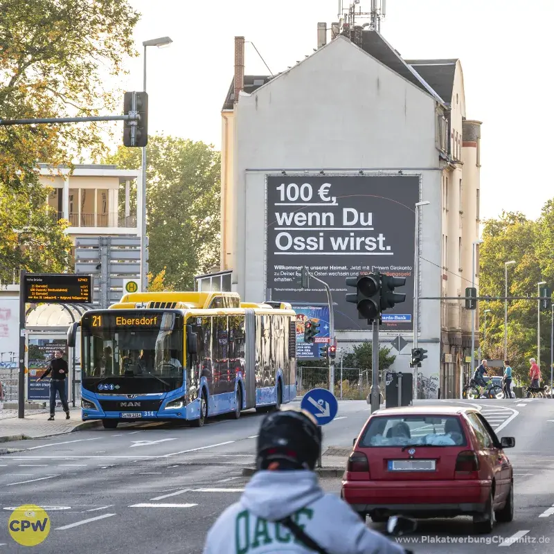  Sparda Bank - Riesenposter am 81 qm großen Außenwerbestandort HARTI in Chemnitz