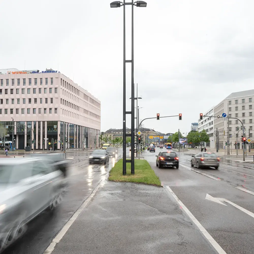 Kreuzung Bahnhofstraße/Brückenstraße aus Sicht vom Bahnhof kommend
