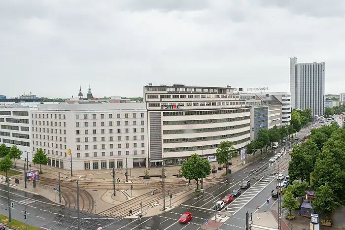 EINS-Energie Verwaltungssitz, SUPER 8 Hotel, smac - Staatliches Museum für Archäologie Chemnitz und Hotel Kongress mit Stadthalle Chemnitz, Foto: René König, 2026