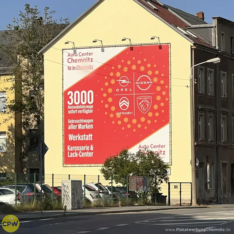 Auto Center Chemnitz - Riesenposter am 64 qm großen Außenwerbestandort ZWICKE in Chemnitz