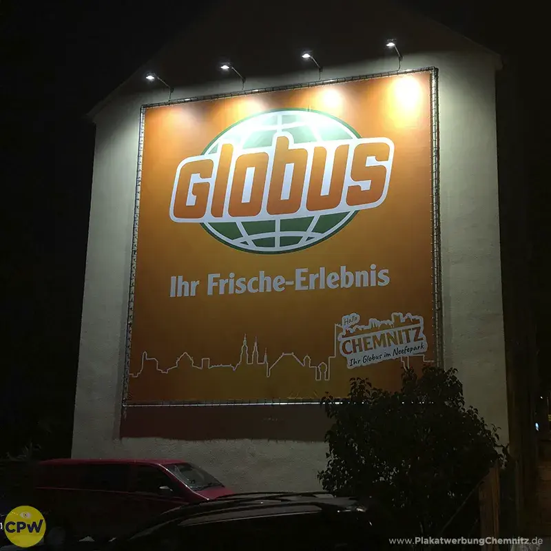 GLOBUS Märkte - Riesenposter am 64 qm großen Außenwerbestandort ZWICKE in Chemnitz