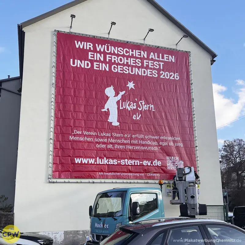Lukas Stern e.V.  - Riesenposter am 64 qm großen Außenwerbestandort ZWICKE in Chemnitz
