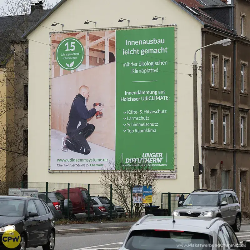 Unger Diffutherm Wärmedämmverbundsystem - Riesenposter am 64 qm großen Außenwerbestandort ZWICKE in Chemnitz