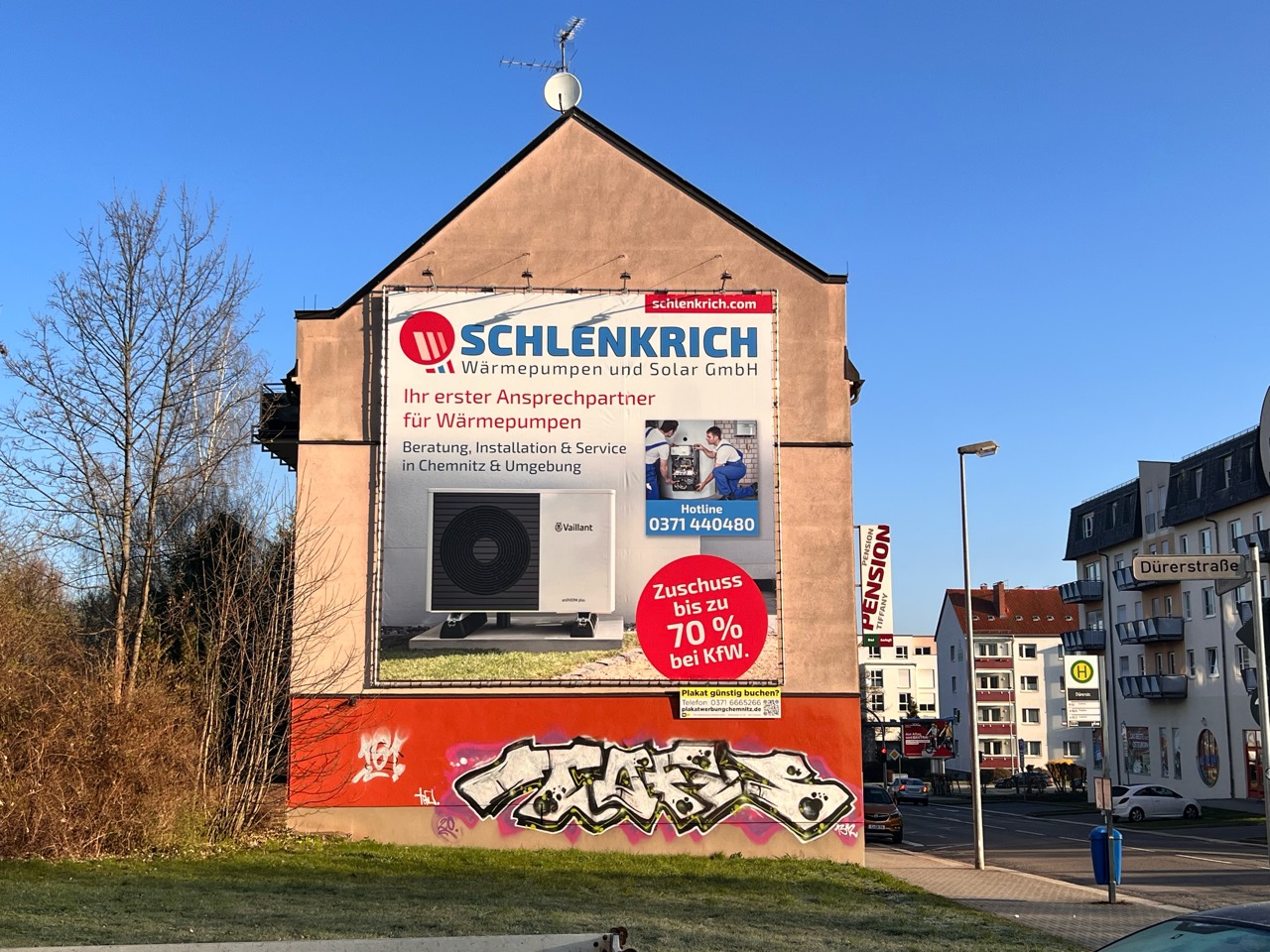 Schlenkrich Wärmepumpenwerbung am Standort CLAUSI