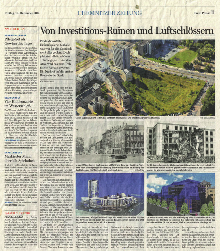 Presseausschnitt: Freie Presse, 19.12.2014