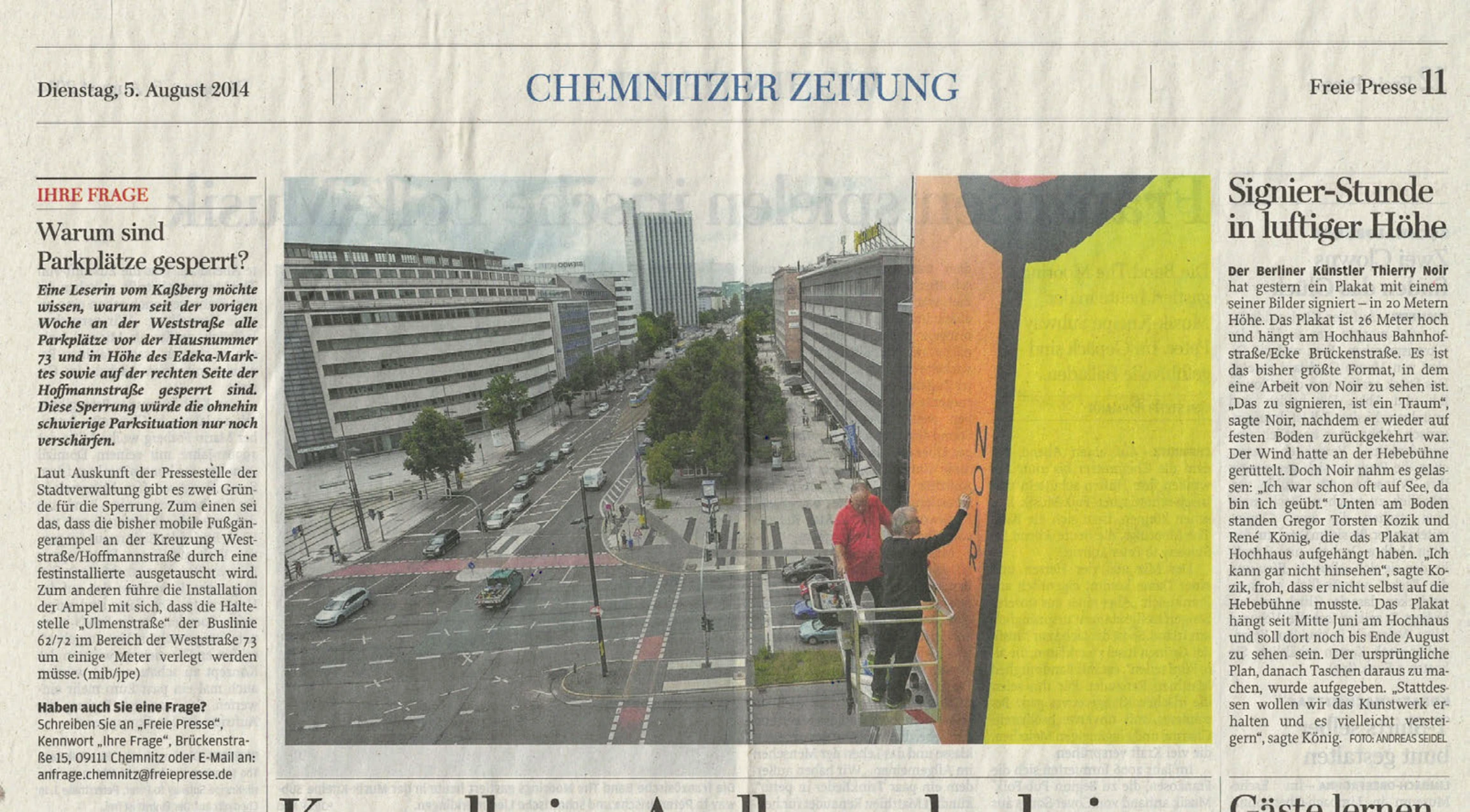 Presseausschnitt: Freie Presse, 05.08.2014