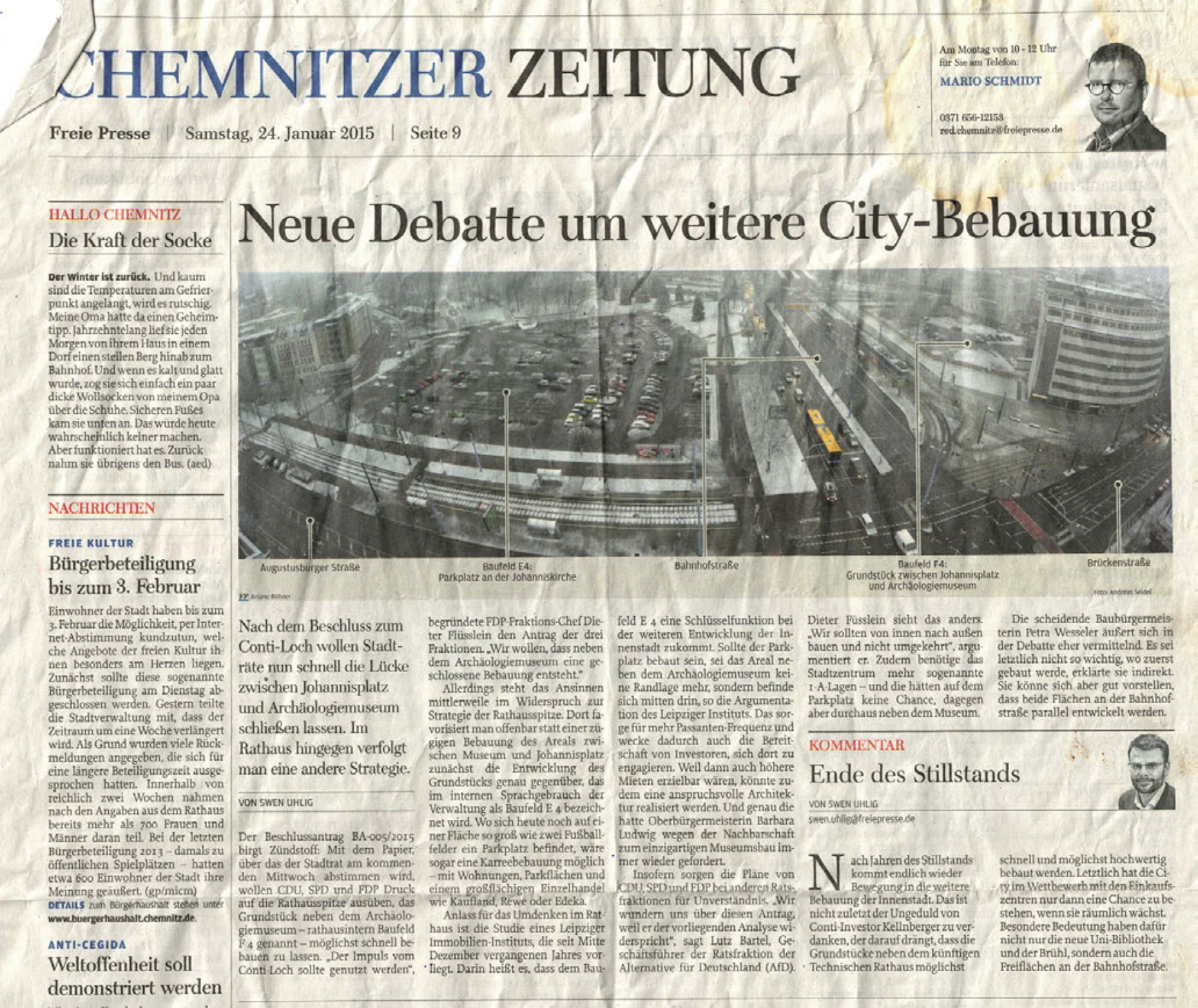 Presseausschnitt: Freie Presse, 24.01.2015