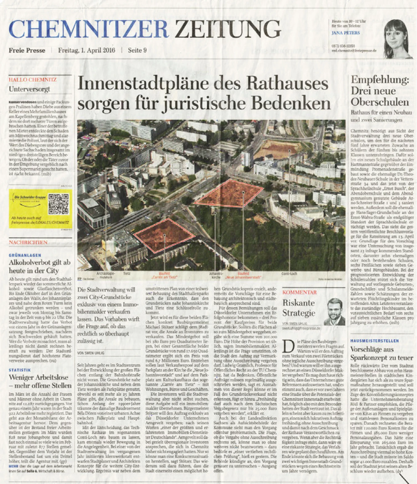 Presseausschnitt: Freie Presse, 01.04.2016
